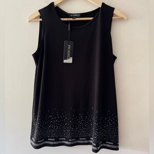 Picadilly Canada Black Sparkle Rhinestone‎ Tank Top